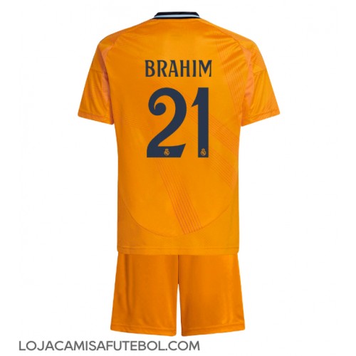 Camisa de Futebol Real Madrid Brahim Diaz #21 Equipamento Secundário Infantil 2024-25 Manga Curta (+ Calças curtas)